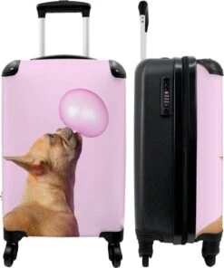 NoBoringSuitcases.com® Kinderkoffer - Hond - Dieren - Kauwgom - Roze - Kinderen - Trolley Kinderen - Past Binnen 55x40x20 Cm En 55x35x25 Cm - Reiskoffer Met Wielen - Koffertje -Reisopslag Winkel 1000x1200 4