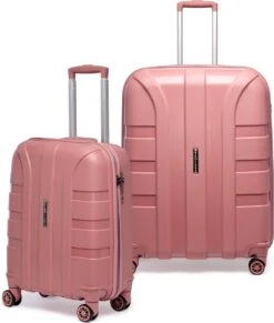 ©TROLLEYZ - Paris No.5 - Kofferset 2 Delig - 55+78cm Met TSA Slot - Dubbele Wielen - 360° Spinners - 100% Polypropyleen - Reiskoffers In Rose Blush -Reisopslag Winkel 1020x1200