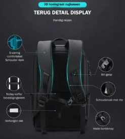 Brandie® - Rugzak - Geschikt Voor 17.3 Inch Laptop - Reistas - Schoudertas - Waterdichte - USB Opladen - Hoge Capaciteit - Anti Diefstal - Normaal Zwart - Voor Heren Tas - Grootte 14*32*48cm - Gewicht 1.3 Kg -Reisopslag Winkel 1078x1200 2