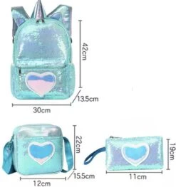 Eenhoorn Schooltas - Rugzak - Unicorn Rugtas 42 X 30 X 14 Cm- Kinderrugzak - Sequin- Luxe Giftset - Pailletten - Inclusief Tas + Etui - Turquoise - Voor Al Je Speelgoed En Schoolspullen -Reisopslag Winkel 1126x1200 5