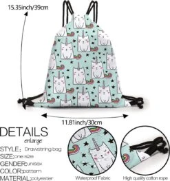 Zwemtas - Gymtas "Unicat" - Luxe Rugtas Met Trekkoorden - School Tas - Rugzak -Reisopslag Winkel 1129x1200 3