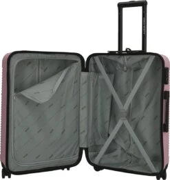 Enrico Benetti Koffer / Trolley / Reiskoffer - 65 X 41 X 25 Cm - 68 Liter - ABS - Maat M - Louisville - Roze -Reisopslag Winkel 1135x1200 1