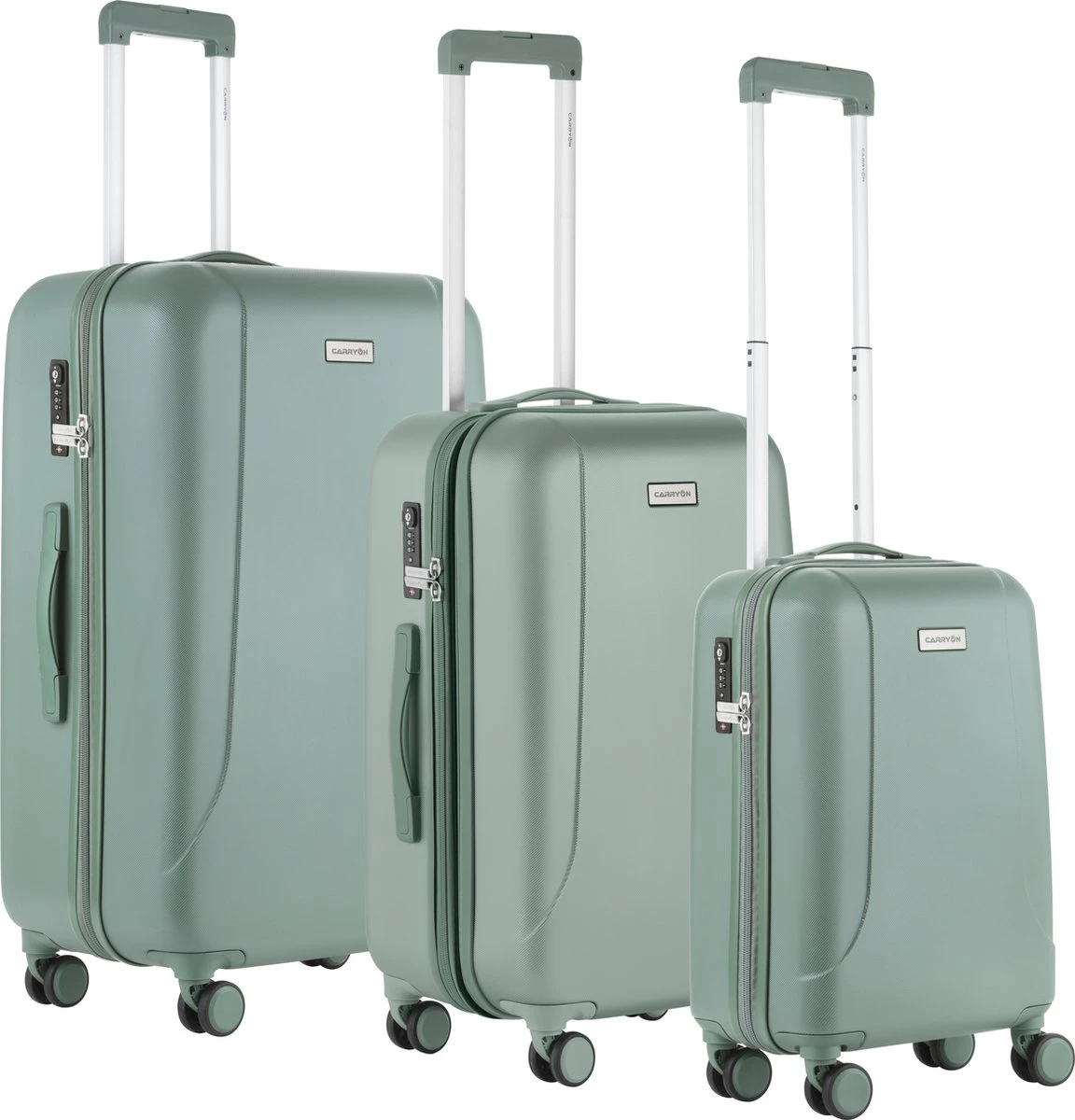 CarryOn Skyhopper Kofferset – TSA Trolleyset Met OKOBAN – Dubbele Wielen - Olijf