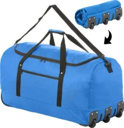 TravelZ Opvouwbare Wieltas | Reistas Op Wielen | 100 Liter | Verbeterd 2022 Model | Blauw