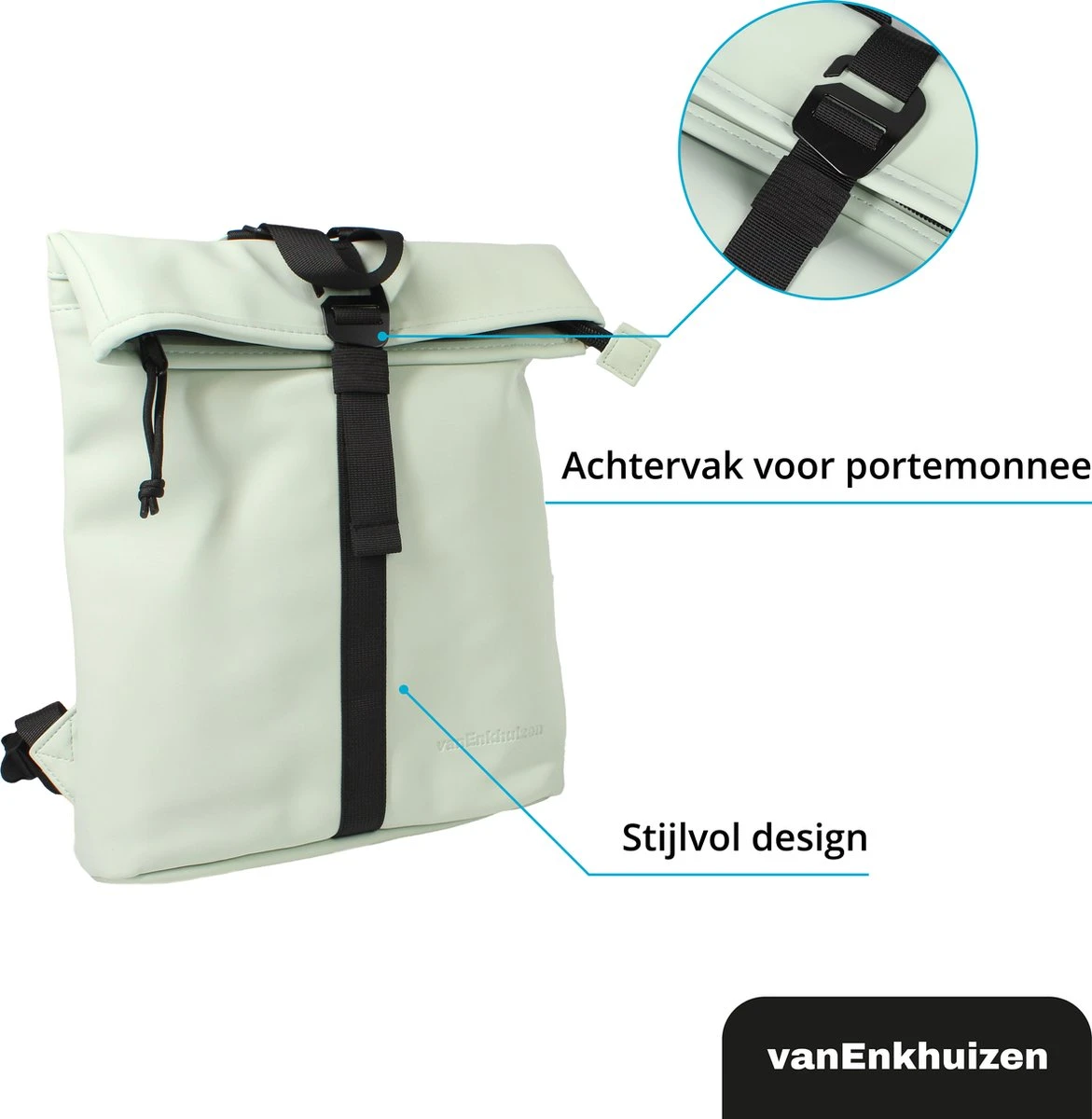 VanEnkhuizen Rolltop Rugzak 9 Liter - Waterafstotend En Thermo Materiaal - Mint 11 VanEnkhuizen Rolltop Rugzak 9 Liter - Waterafstotend En Thermo Materiaal - Mint - Image 9