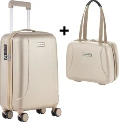 CarryOn Skyhopper Handbagage En Beautycase - 55cm TSA Trolley En Make-up Koffer - Champagne -Reisopslag Winkel 1173x1200