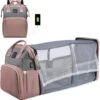 Merkloos Tas Voor Moeders En Vaders Met Uitklapbaar Baby Bedje - Draagbare Box - Rugzak Moeder - Roze - Met Veel Handige Opberg Vakken En USB Oplader - Klamboe - Mummy Bag - Verstelbaar -Reisopslag Winkel 1178x1200 2