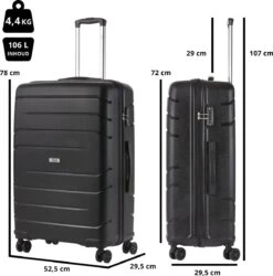 TravelZ Big Bars Reiskoffer 78 Cm Met Dubbele Wielen - Trolley Koffer Met TSA-slot - Zwart -Reisopslag Winkel 1187x1200 2