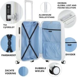 CarryOn Skyhopper Reiskoffer - 68.5cm TSA Trolley Met OKOBAN - Wit -Reisopslag Winkel 1197x1200 1