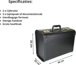 Pilotenkoffer Zonder Wiel - Kunstleer Zwart - Grote Piloten Koffer Met Laptopvak En Cijferslot - Kantoor Koffer - Werk Koffer -Reisopslag Winkel 1200x1025 1