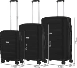 CarryOn Porter ® Kofferset - TSA Trolleyset 3-delig Met OKOBAN - Dubbele Wielen - Zwart -Reisopslag Winkel 1200x1062