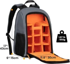 Tarion Rugzakje Voor Fotografen; Met Speciale Opbergruimte Voor Een Spiegelreflexcamera; Waterdicht, Licht En Compact; Incl. Vak Voor 15 Inch Laptop En Een Regenhoes; Grijs -Reisopslag Winkel 1200x1090