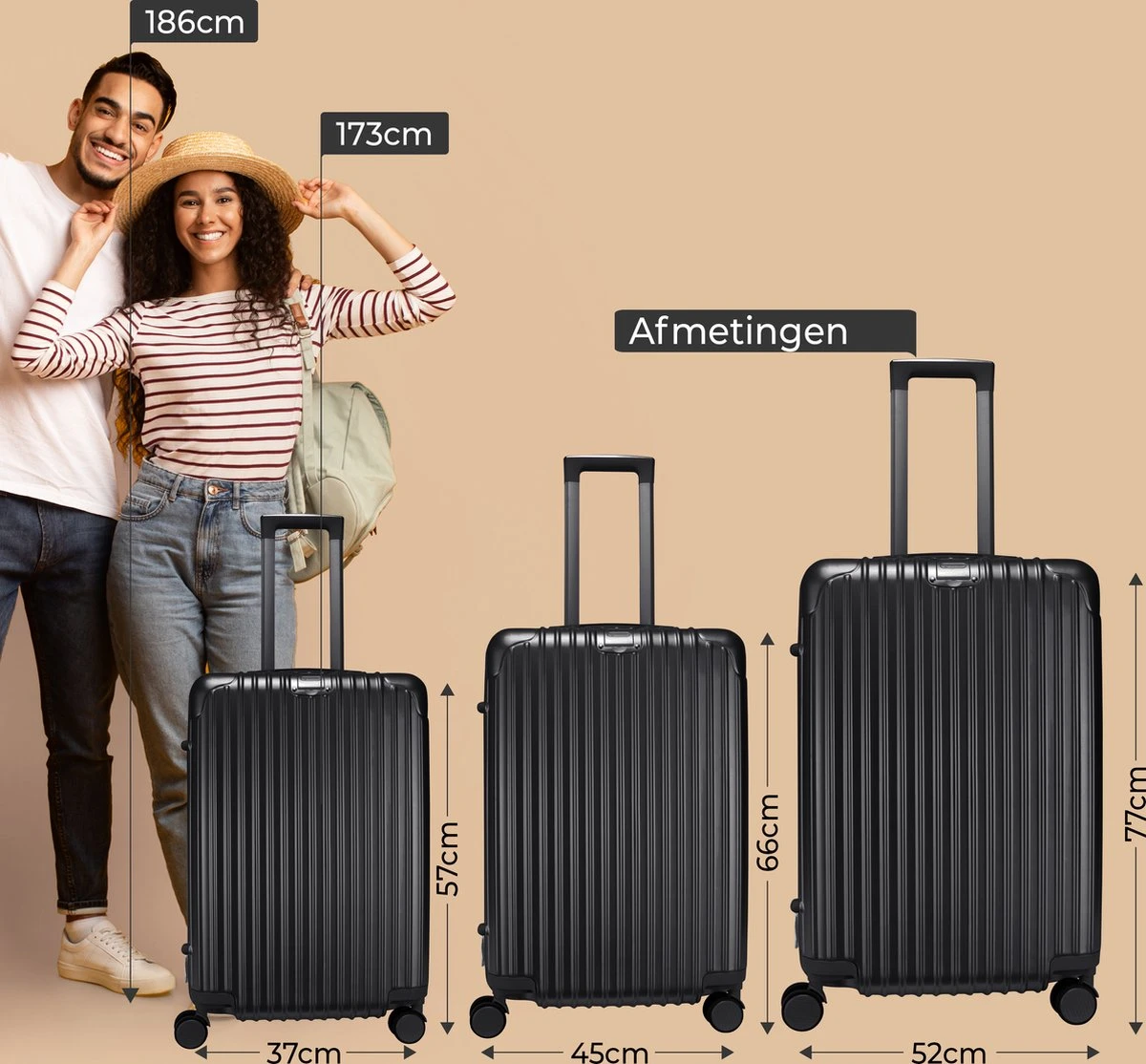 Royal Swiss - Reis Koffer - 56cm - Cijferslot- Lichtgewicht Koffer - 4 Wielen- Zwart 7 Royal Swiss - Reis Koffer - 56cm - Cijferslot- Lichtgewicht Koffer - 4 Wielen- Zwart - Image 5