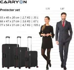CarryOn Protector Luxe 3-delige Kofferset - Trolleyset Met TSA-kliksloten - Zwart -Reisopslag Winkel 1200x1130 3