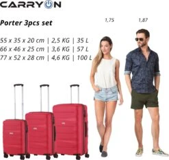CarryOn Porter ® Kofferset - TSA Trolleyset 3-delig Met OKOBAN - Dubbele Wielen - Rood -Reisopslag Winkel 1200x1131 3