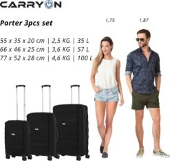 CarryOn Porter ® Kofferset - TSA Trolleyset 3-delig Met OKOBAN - Dubbele Wielen - Zwart -Reisopslag Winkel 1200x1131 4