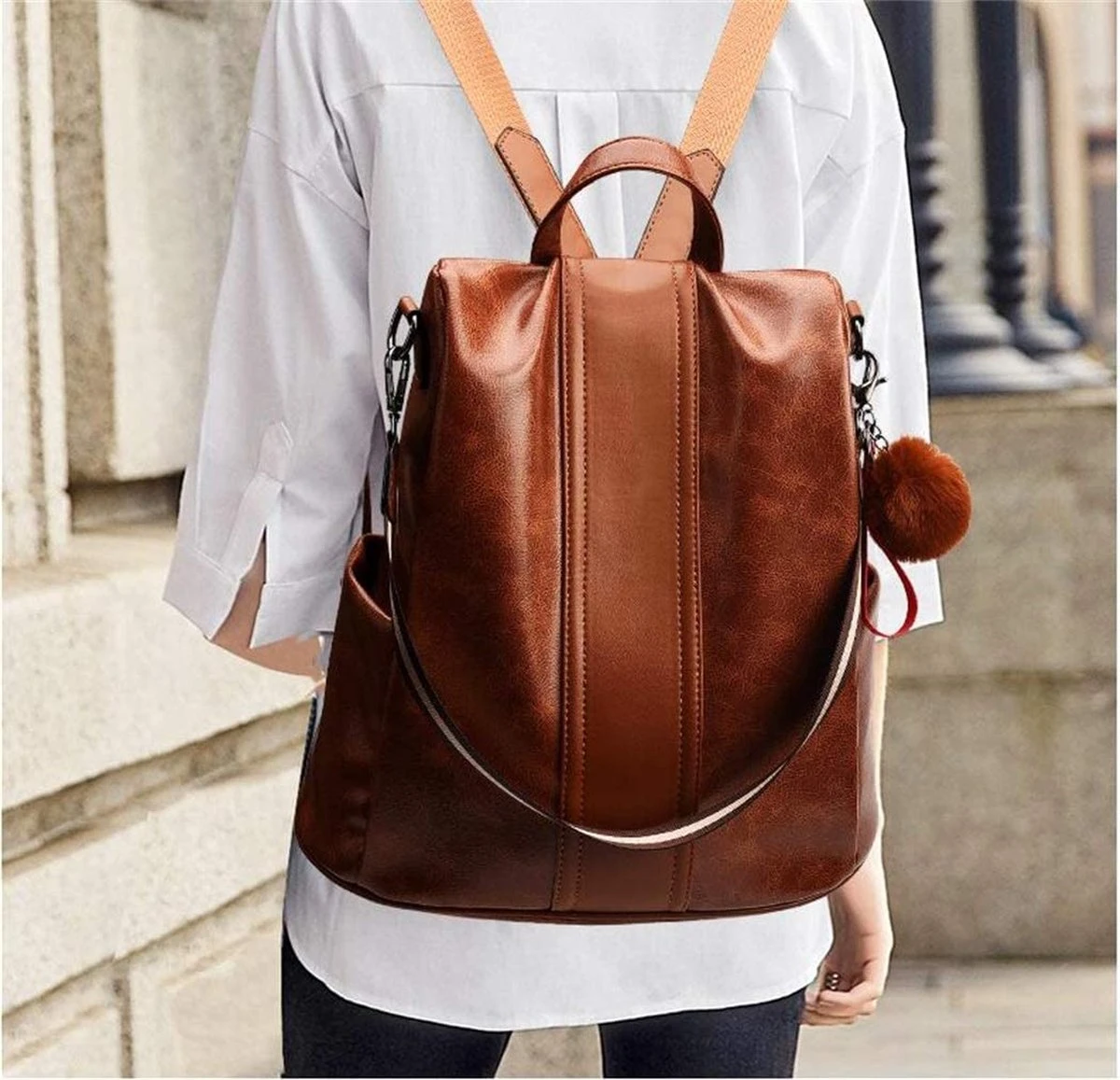 Dames Anti-diefstal Rugzak Schoudertas Vrije Tijd Schooltas Anti Diefstal PU-leer 3 Dames Anti-diefstal Rugzak Schoudertas Vrije Tijd Schooltas Anti Diefstal PU-leer