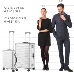 CarryOn Kofferset ULD - Luxe Aluminium Handbagage Koffer 55cm + 76cm Grote Reiskoffer - Dubbel TSA Slot - Zilver -Reisopslag Winkel 1200x1162 5