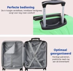 CabinMax Velocity Handbagage Koffer - Uitbreidbaar Trolley 44L - Harde Reiskoffer - 55x40x20/25 Cm - Lichtgewicht - Groot Capaciteit - Mint Groen -Reisopslag Winkel 1200x1165