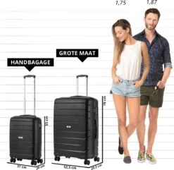 TravelZ Big Bars Kofferset - Trolleyset TSA 2-delig - Handbagage En Groot - Zwart -Reisopslag Winkel 1200x1169 6