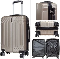 Monopol - Palma - Reiskoffer - ABS - Champagne / Goud - Visueel Design - Maat M / 58 Liter -Reisopslag Winkel 1200x1182