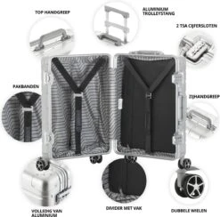 CarryOn Kofferset ULD - Luxe Aluminium Handbagage Koffer 55cm + 76cm Grote Reiskoffer - Dubbel TSA Slot - Zilver -Reisopslag Winkel 1200x1183 2