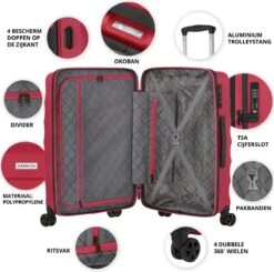 CarryOn Porter ® Kofferset - TSA Trolleyset 3-delig Met OKOBAN - Dubbele Wielen - Rood -Reisopslag Winkel 1200x1191 2