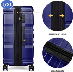 Merax 3-delig Kofferset Met TSA Slot - Trolleyset ABS 40L, 70L & 110 Liter - Blauw -Reisopslag Winkel 1200x1192 3