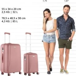 CarryOn Skyhopper Kofferset – TSA Handbagage + Reiskoffer 78cm – Dubbele Wielen - Old Pink -Reisopslag Winkel 1200x1193 3
