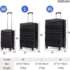 Merax 3-delig Kofferset Met TSA Slot - Trolleyset ABS 40L, 70L & 110 Liter - Zwart 18 Merax 3-delig Kofferset Met TSA Slot - Trolleyset ABS 40L, 70L & 110 Liter - Zwart -Reisopslag Winkel 1200x1195 6