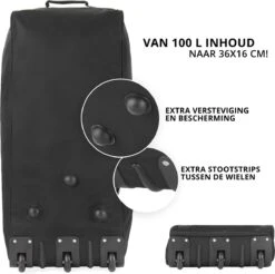 TravelZ Opvouwbare Wieltas | Reistas Op Wielen | 100 Liter | Verbeterd 2022 Model | Zwart -Reisopslag Winkel 1200x1196 2