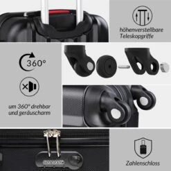 Monzana Koffer Hardcase - Basislijn / M - Zwart 13 Monzana Koffer Hardcase - Basislijn / M - Zwart -Reisopslag Winkel 1200x1198