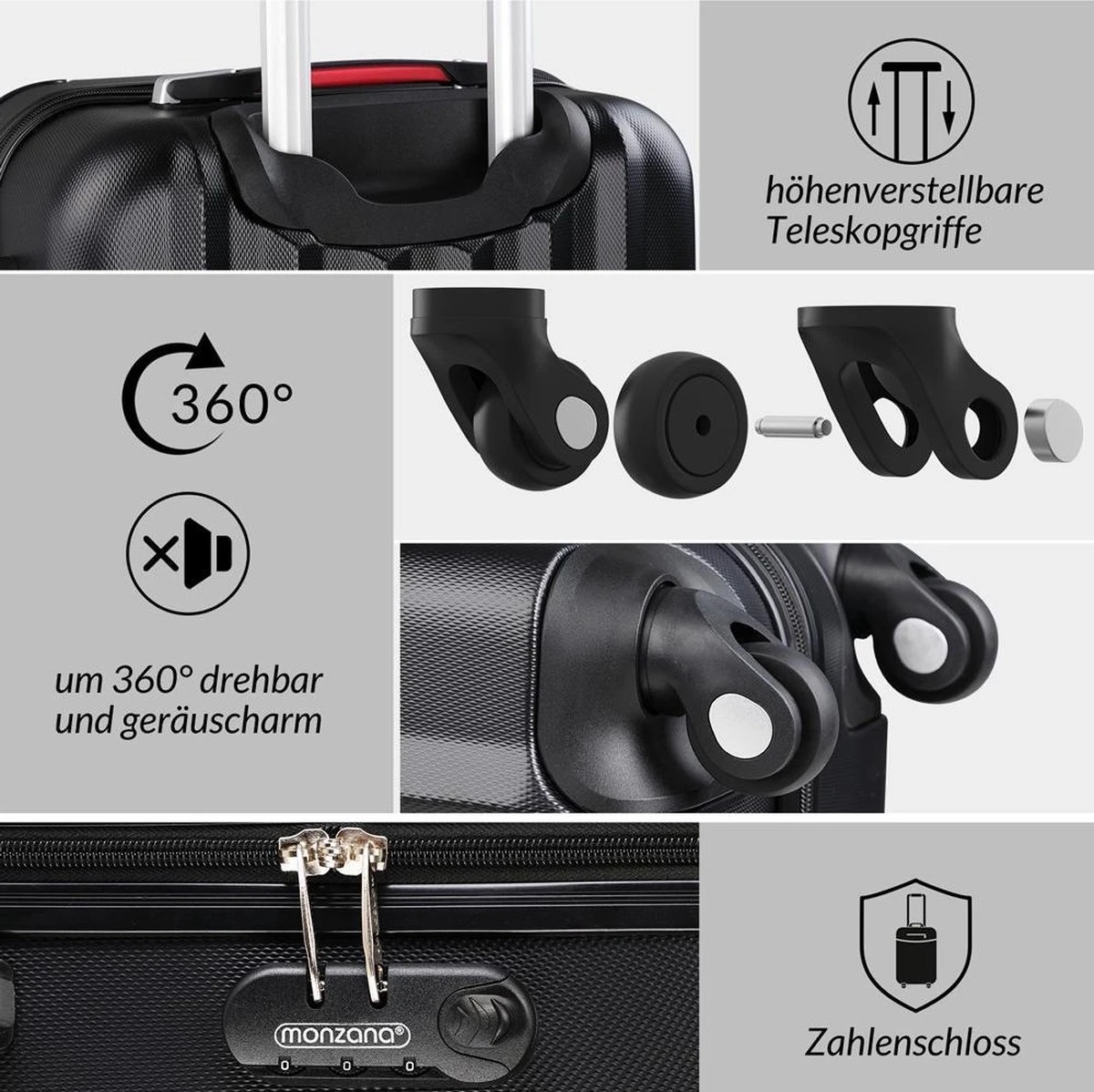 Monzana Koffer Hardcase - Basislijn / M - Zwart 5 Monzana Koffer Hardcase - Basislijn / M - Zwart - Image 3