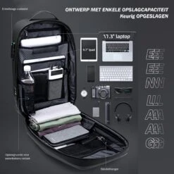 Brandie® - Rugzak - Geschikt Voor 17.3 Inch Laptop - Reistas - Schoudertas - Waterdichte - USB Opladen - Hoge Capaciteit - Anti Diefstal - Normaal Zwart - Voor Heren Tas - Grootte 14*32*48cm - Gewicht 1.3 Kg -Reisopslag Winkel 1200x1200 1076