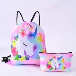 Unicorn Gymtas + Etui - Sporttas Met Rijgkoord - Bloemetjes - 4-12 Jaar -Reisopslag Winkel 1200x1200 1301