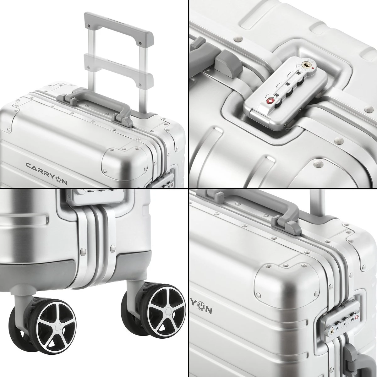 CarryOn ULD Handbagage - Luxe Aluminium Trolley 55cm - Dubbel TSA Slot - Dubbele Wielen - Aluminium 6 CarryOn ULD Handbagage - Luxe Aluminium Trolley 55cm - Dubbel TSA Slot - Dubbele Wielen - Aluminium - Image 4