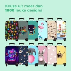 NoBoringSuitcases.com® Kinderkoffer - Hond - Dieren - Kauwgom - Roze - Kinderen - Trolley Kinderen - Past Binnen 55x40x20 Cm En 55x35x25 Cm - Reiskoffer Met Wielen - Koffertje -Reisopslag Winkel 1200x1200 390