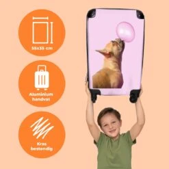 NoBoringSuitcases.com® Kinderkoffer - Hond - Dieren - Kauwgom - Roze - Kinderen - Trolley Kinderen - Past Binnen 55x40x20 Cm En 55x35x25 Cm - Reiskoffer Met Wielen - Koffertje -Reisopslag Winkel 1200x1200 392