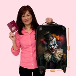 NoBoringSuitcases.com® Koffer Groot - Clown - Hoed - Kraag - Portret - Killer Clown - Trolley Koffer Met TSA-slot - Met Wielen - 90 Liter - Reiskoffer - 66 Cm -Reisopslag Winkel 1200x1200 524