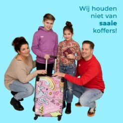 NoBoringSuitcases.com® Koffer Groot - Roze - Eenhoorn - Skateboard - Tekening - Trolley Koffer Met TSA-slot - Met Wielen - 90 Liter - Reiskoffer - 66 Cm -Reisopslag Winkel 1200x1200 635