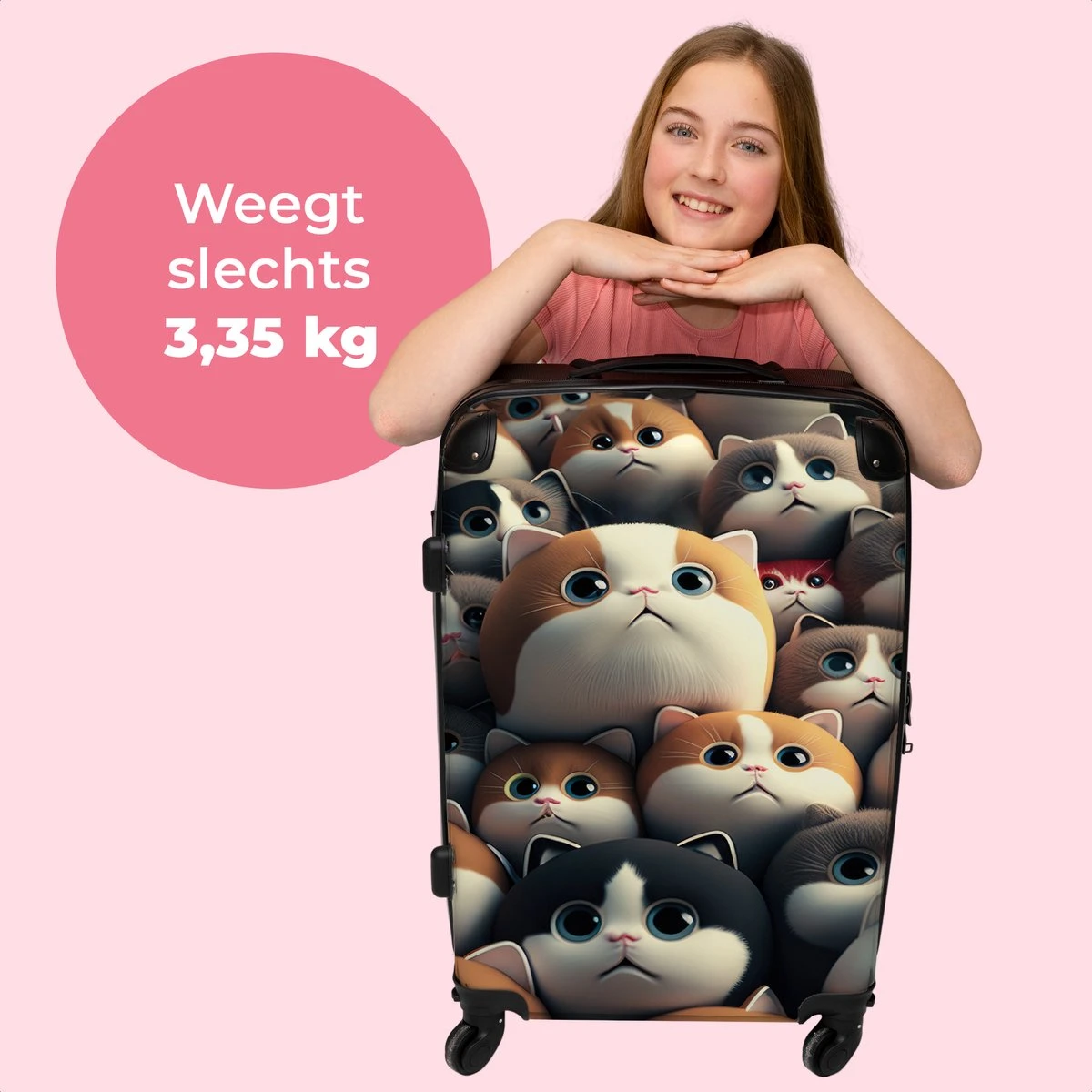 NoBoringSuitcases.com® Koffer Groot - Kat - Huisdieren - Poes - Bruin - Grijs - Trolley Koffer Met TSA-slot - Met Wielen - 90 Liter - Reiskoffer - 66 Cm 4 NoBoringSuitcases.com® Koffer Groot - Kat - Huisdieren - Poes - Bruin - Grijs - Trolley Koffer Met TSA-slot - Met Wielen - 90 Liter - Reiskoffer - 66 Cm - Image 2