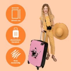 NoBoringSuitcases.com® Koffer Groot - Slak - Roze - Meisjes - Racen - Trolley Koffer Met TSA-slot - Met Wielen - 90 Liter - Reiskoffer - 66 Cm -Reisopslag Winkel 1200x1200 669