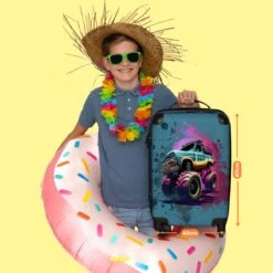 NoBoringSuitcases.com® Koffer Groot - Monstertruck - Verf - Graffiti - Roze - Neon - Trolley Koffer Met TSA-slot - Met Wielen - 90 Liter - Reiskoffer - 66 Cm -Reisopslag Winkel 1200x1200 687