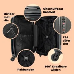 NoBoringSuitcases.com® Koffer Groot - Krokodil - Kroon - Goud - Ballet - Portret - Trolley Koffer Met TSA-slot - Met Wielen - 90 Liter - Reiskoffer - 66 Cm -Reisopslag Winkel 1200x1200 692