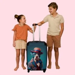 NoBoringSuitcases.com® Koffer Groot - Hond - Hoed - Colbert - Bloemen - Blauw - Trolley Koffer Met TSA-slot - Met Wielen - 90 Liter - Reiskoffer - 66 Cm -Reisopslag Winkel 1200x1200 71