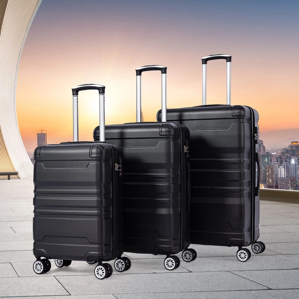Merax 3-delig Kofferset Met TSA Slot - Trolleyset ABS 40L, 70L & 110 Liter - Zwart 11 Merax 3-delig Kofferset Met TSA Slot - Trolleyset ABS 40L, 70L & 110 Liter - Zwart - Image 9