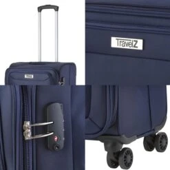 TravelZ Softspinner TSA Kofferset - 2-delig Handbagage + Grote Koffer 77cm - Dubbele Wielen - Blauw -Reisopslag Winkel 1200x1200 748