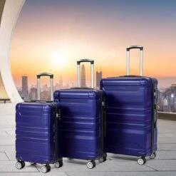 Merax 3-delig Kofferset Met TSA Slot - Trolleyset ABS 40L, 70L & 110 Liter - Blauw -Reisopslag Winkel 1200x1200 767