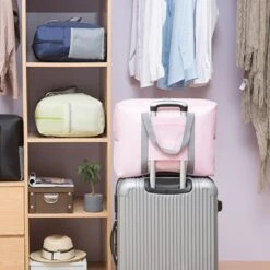 Merkloos TDR-Draagbare Opvouwbare Opbergtas -Handbagage Reistas-Weekendtas- Roze -Reisopslag Winkel 1200x1200 861