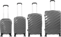 Monopol - Messina - Reiskofferset 4delig! - Hoog Kwaliteit Polycarbonaat - Antraciet- Set / 221 Liter! -Reisopslag Winkel 1200x734